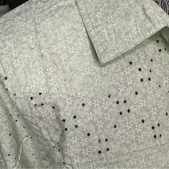Western Back in the Saddle Mint Green Eyelet Shirt – Size M – 100% Cotton - Picture 6 of 14